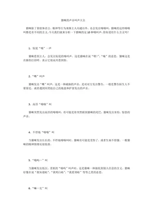 猫咪的声音叫声大全