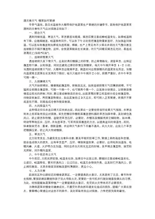 遇灾害天气棚菜如何管理