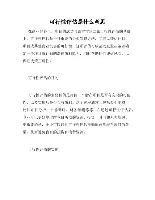 可行性评估是什么意思