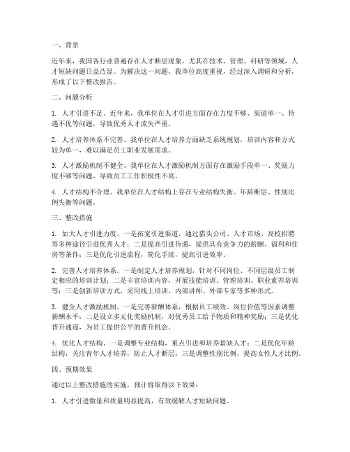 人才断层情况整改报告