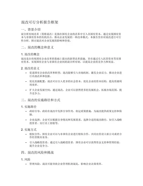 混改可行分析报告框架