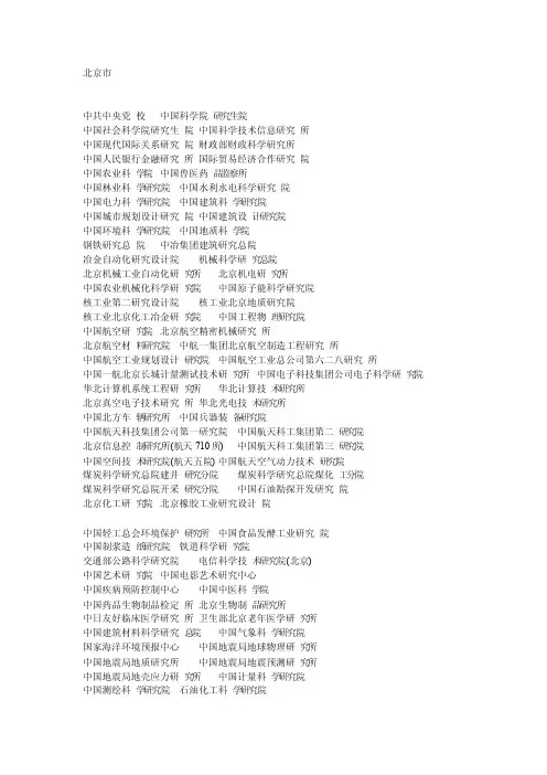 各研究所--单位名称