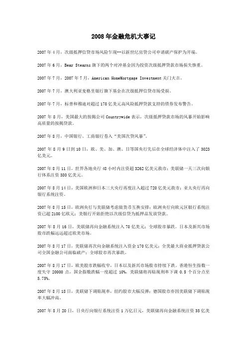 2008金融危机大事记