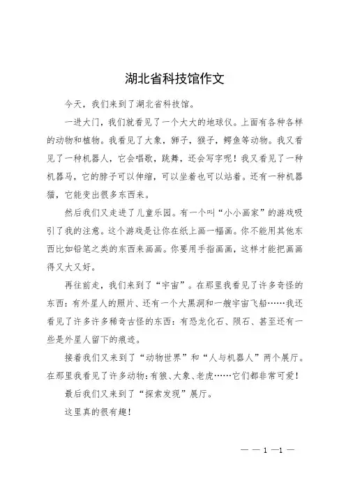 湖北省科技馆作文