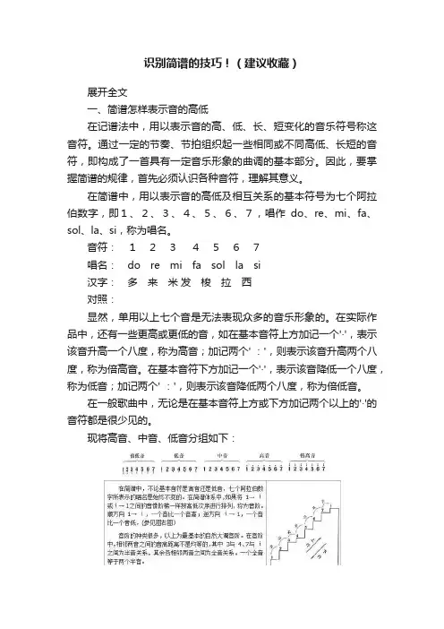识别简谱的技巧！（建议收藏）