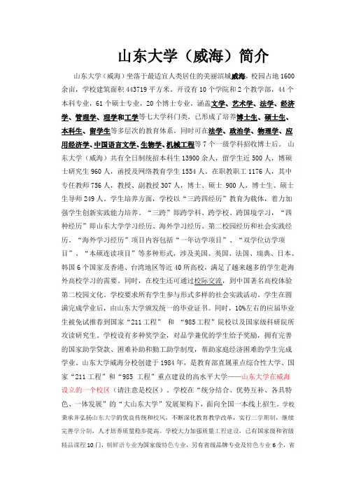 山东大学(威海)简介---