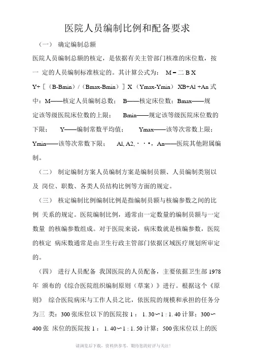 医院人员编制比例和配备要求
