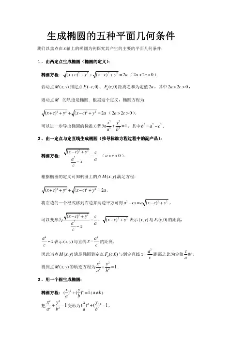 高中数学复习指导：生成椭圆的五种平面几何条件