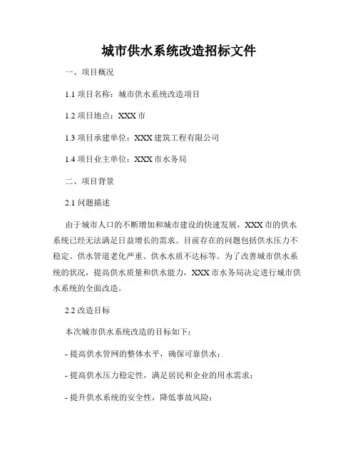 城市供水系统改造招标文件