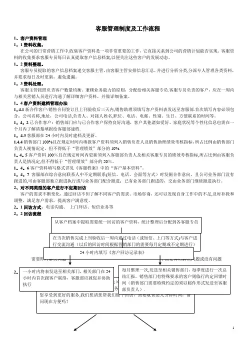客服管理制度及工作流程