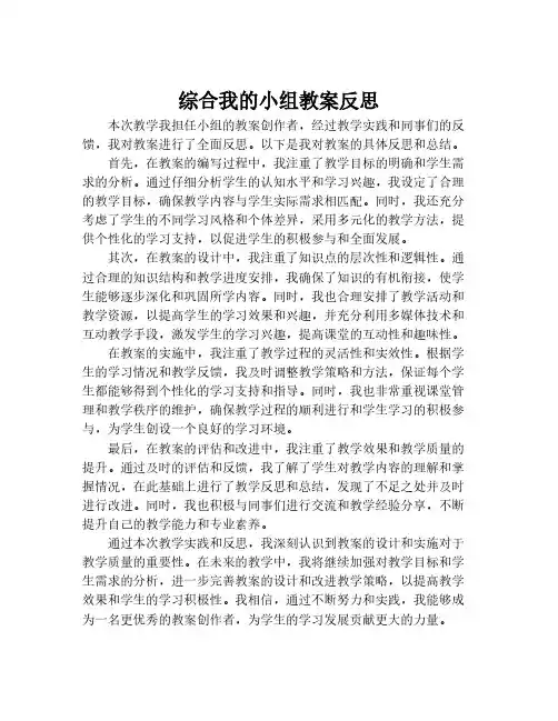 综合我的小组教案反思