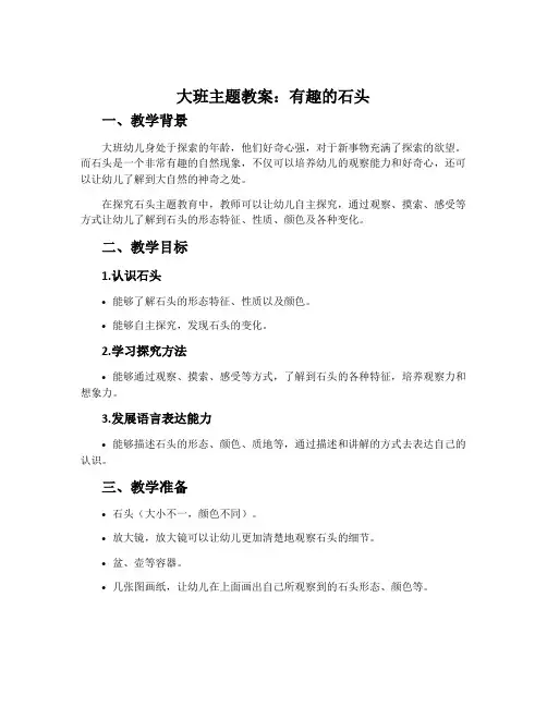大班主题教案：有趣的石头