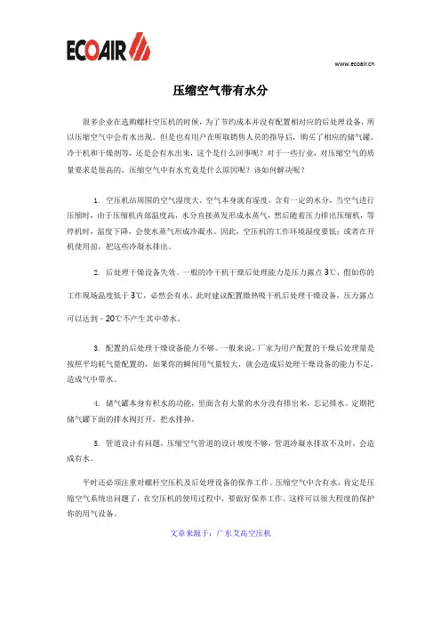 压缩空气带有水分