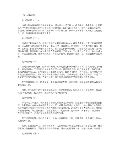 党小组意见10篇精华版