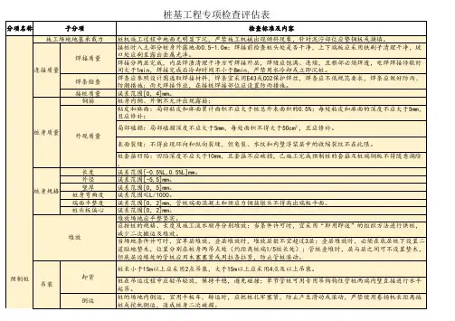 预制桩基工程专项检查评估表
