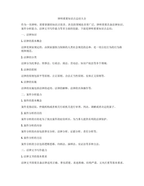 律师重要知识点总结大全
