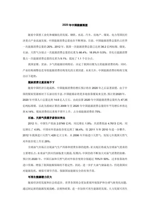 2020年中国能源展望