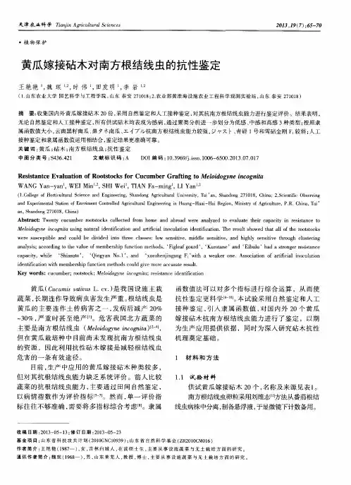黄瓜嫁接砧木对南方根结线虫的抗性鉴定
