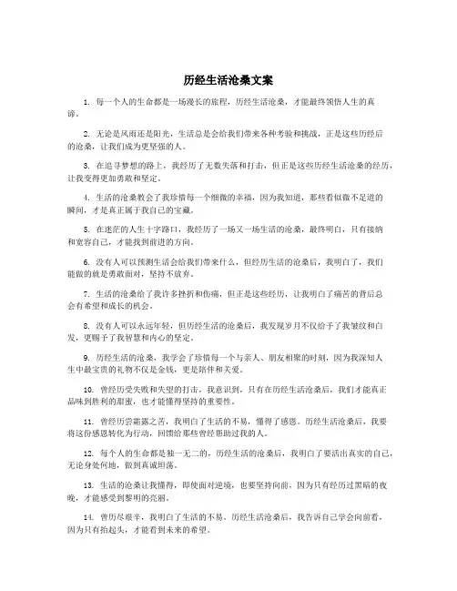 历经生活沧桑文案