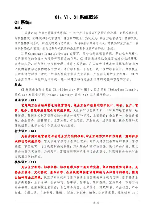 CI、VI、SI系统概述