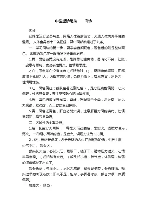 中医望诊绝技　　面诊