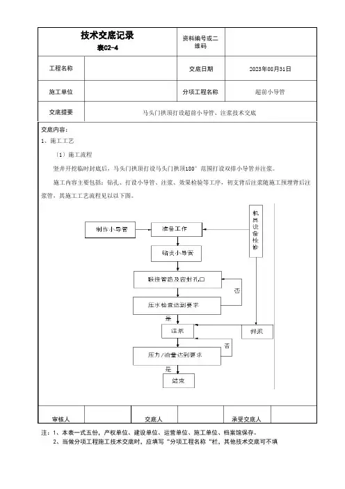 c2-4技术交底(马头门超前小导管打设、注浆施工)