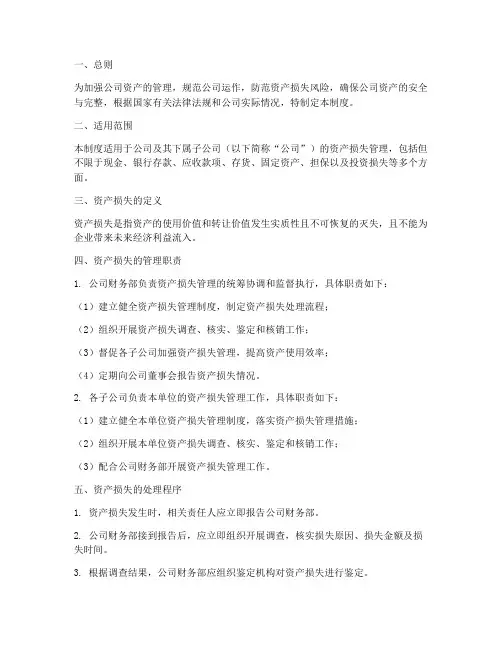 公司资产损失管理制度