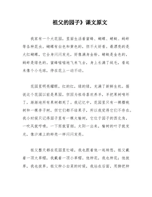 祖父的园子》课文原文