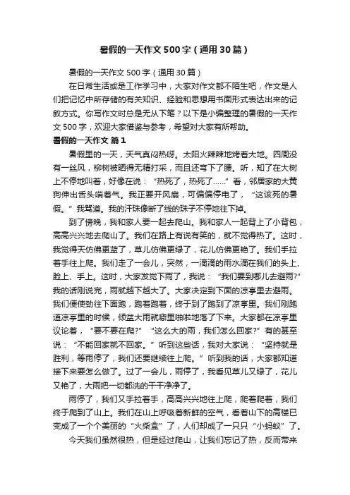 暑假的一天作文500字（通用30篇）