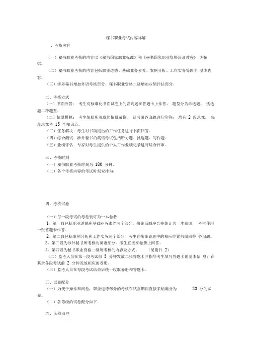秘书职业考试内容祥解