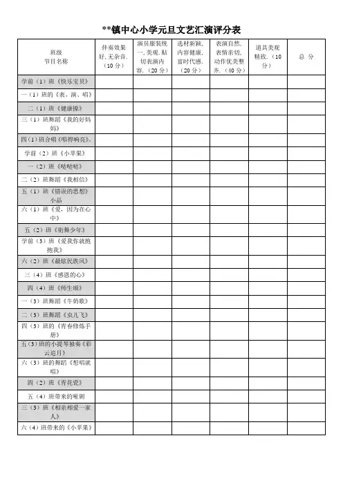 元旦文艺汇演评分表