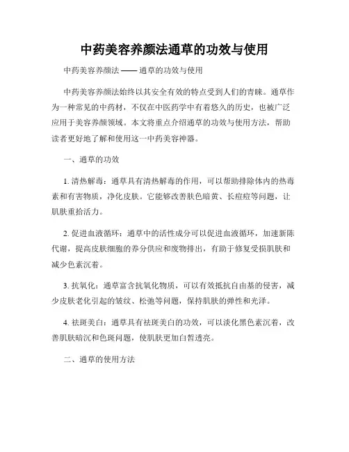 中药美容养颜法通草的功效与使用