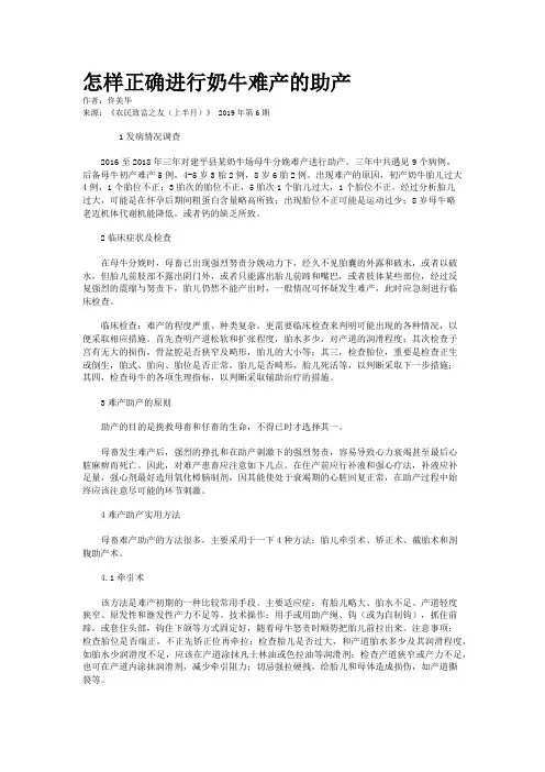 怎样正确进行奶牛难产的助产