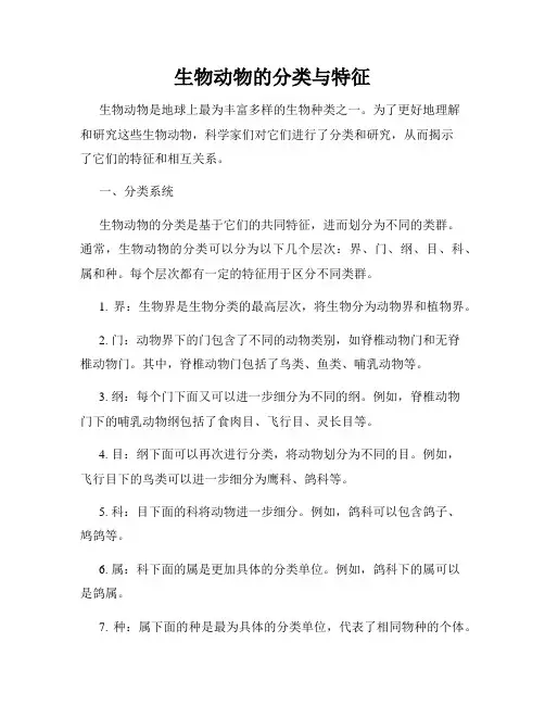 生物动物的分类与特征