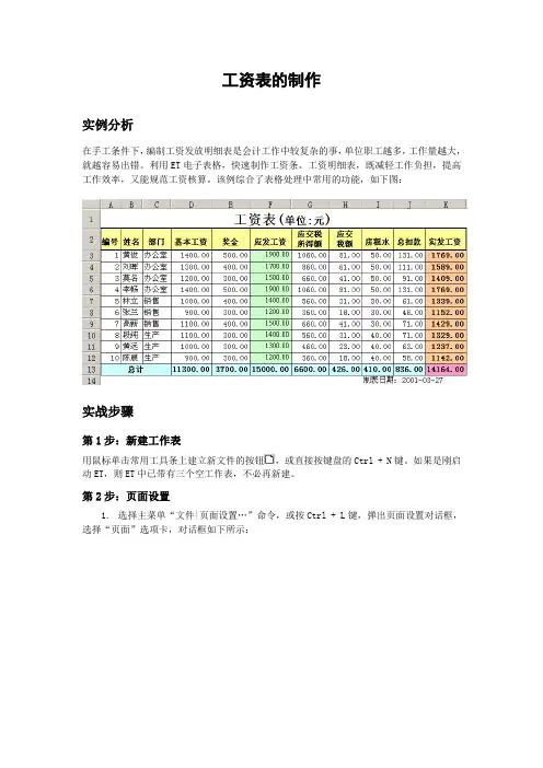 工资表的制作Word