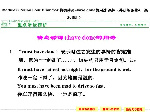 Module 6 Period Four Grammar情态动词+have done的用法 课件(外研版必修4,课标通用)