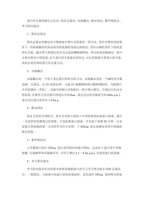 蛋白质含量测定方法