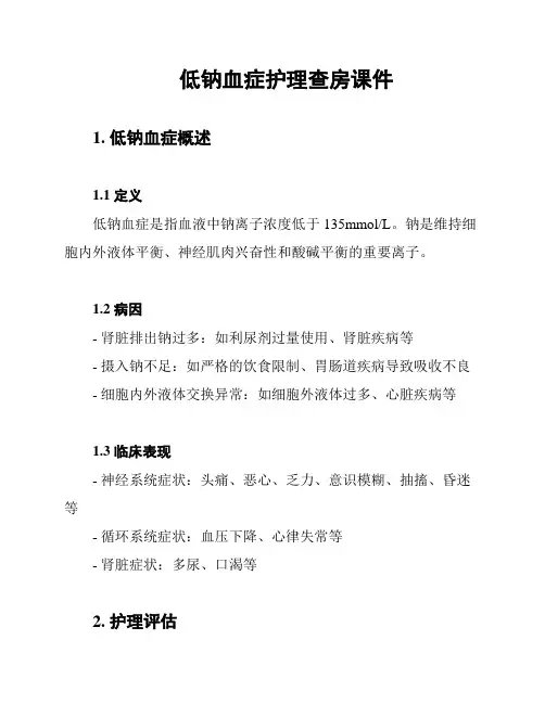 低钠血症护理查房课件