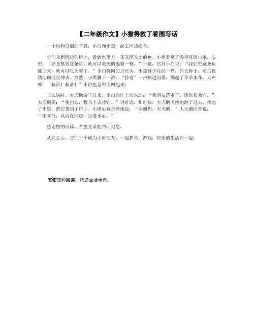 【二年级作文】小猫得救了看图写话
