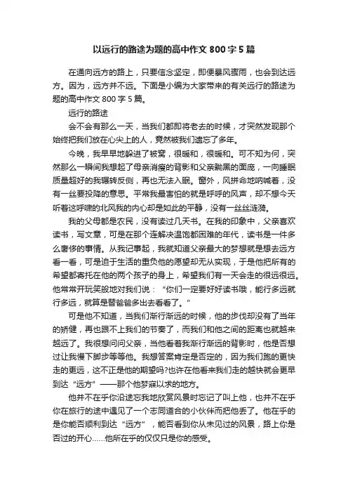 以远行的路途为题的高中作文800字5篇