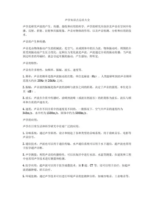 声学知识点总结大全