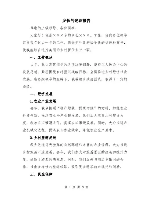 乡长的述职报告