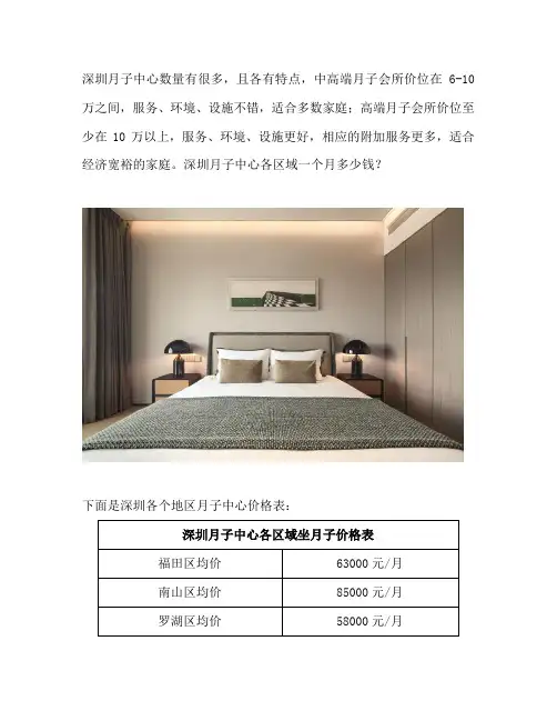 月子中心收费价目表