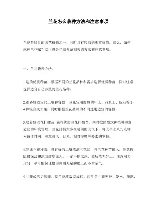 兰花怎么栽种方法和注意事项