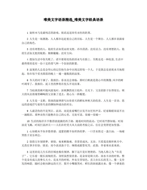 唯美文字语录精选_唯美文字经典语录