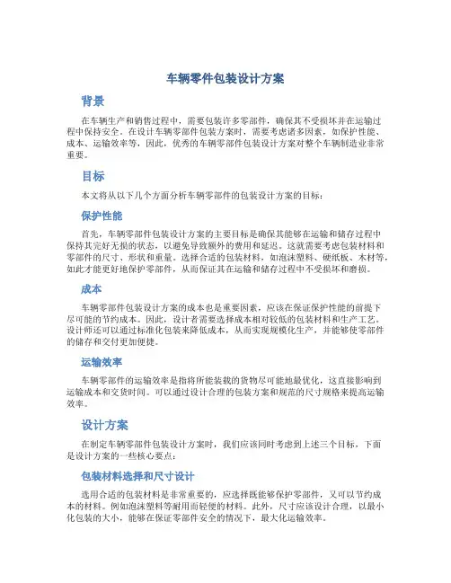 车辆零件包装设计方案