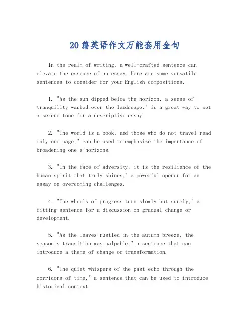 20篇英语作文万能套用金句