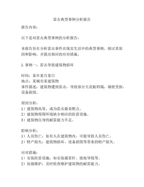 雷击典型事例分析报告