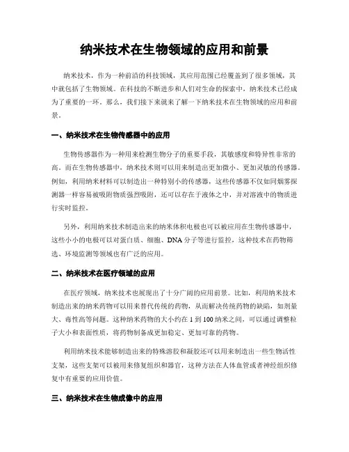纳米技术在生物领域的应用和前景