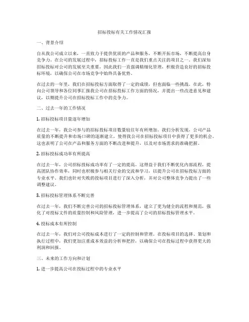 招标投标有关工作情况汇报